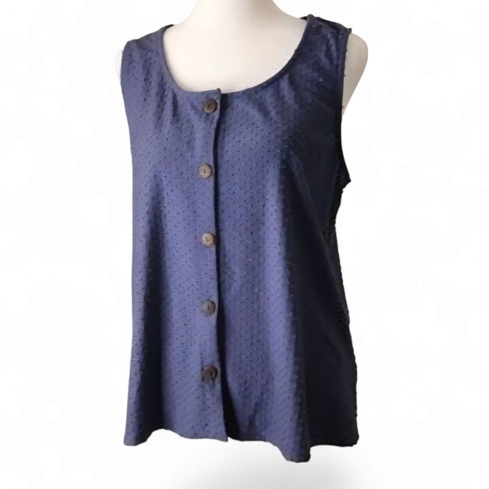 W5 ATHROPOLOGIE  Blue Sleeveless Textured Boxy Tank‎ Top